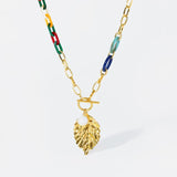 316L Stainless Steel Large Leaves Pendant Necklace for Women