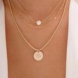 Vintage Pearl Necklace Multi-layer Chain Choker Jewelry