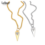 Stainless Steel Rhinestone Triangle Pendant Necklace Women Jewelry