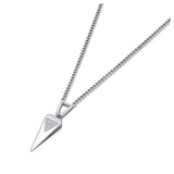 Stainless Steel Rhinestone Triangle Pendant Necklace Women Jewelry
