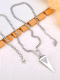 Stainless Steel Rhinestone Triangle Pendant Necklace Women Jewelry