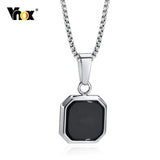 Geometric Stone Pendant for Men, Square Natural Stone Necklace