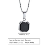 Geometric Stone Pendant for Men, Square Natural Stone Necklace