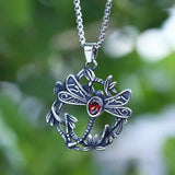 Large Dragonfly Pendant Necklace, Stainless Steel, Long Chain, Unisex