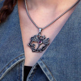 Large Dragonfly Pendant Necklace, Stainless Steel, Long Chain, Unisex