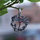 Large Dragonfly Pendant Necklace, Stainless Steel, Long Chain, Unisex