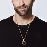 Geometric Stone Pendant Necklace, Stainless Steel Collar