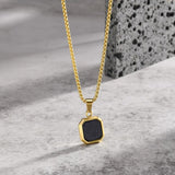 Geometric Stone Pendant Necklace, Stainless Steel Collar