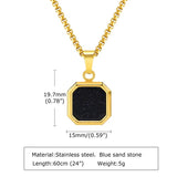 Geometric Stone Pendant Necklace, Stainless Steel Collar