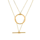 Arrival Stainless Steel Ring Bar 18K Plated Double Layer Necklace