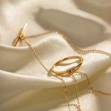 Arrival Stainless Steel Ring Bar 18K Plated Double Layer Necklace