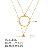Arrival Stainless Steel Ring Bar 18K Plated Double Layer Necklace