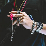 Colorful Cross Women's Necklace, Rubber Pendant