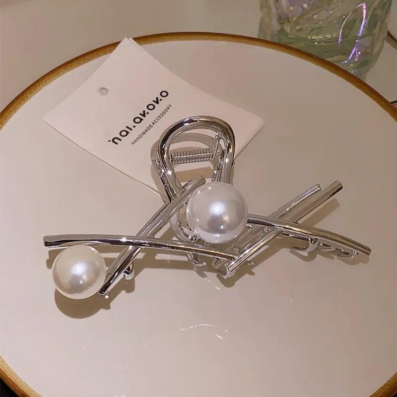 Women's Pearl Claw Clip Retro Ponytail Braid Crab Clip