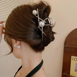 Women's Pearl Claw Clip Retro Ponytail Braid Crab Clip