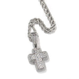 Hip Hop Iced Out CZ Cross Pendant Necklace Stainless Steel Chain