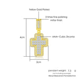 Hip Hop Iced Out CZ Cross Pendant Necklace Stainless Steel Chain