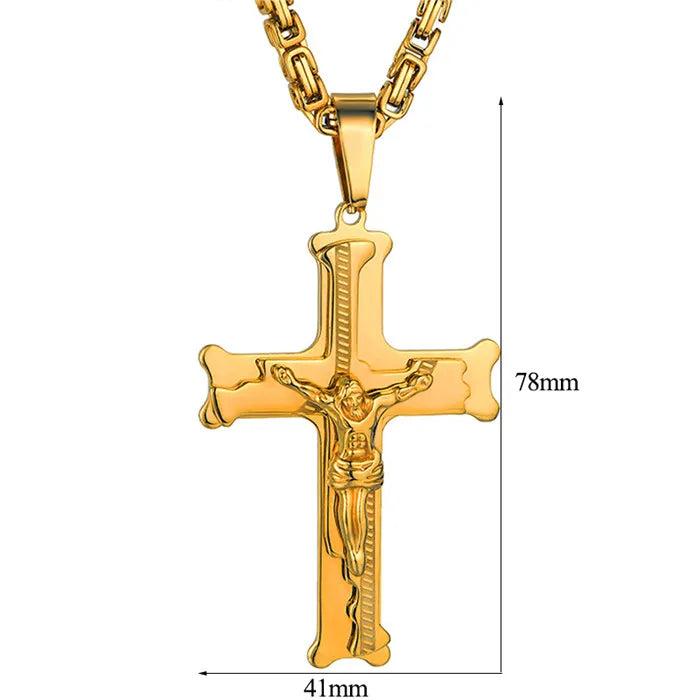 Byzantine Chain Cross Pendant Jesus Christ Crucifix Necklace