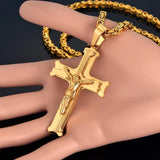 Byzantine Chain Cross Pendant Jesus Christ Crucifix Necklace