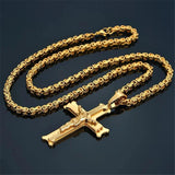 Byzantine Chain Cross Pendant Jesus Christ Crucifix Necklace