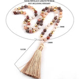 Leopard Stripe Stone Beads Tassel Necklace