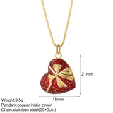 Fox Heart Necklace Evil Eye Collar Stainless Steel Moon Sun Pendant