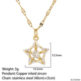 Fox Heart Necklace Evil Eye Collar Stainless Steel Moon Sun Pendant