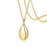 Water Tear Drop Pendant Necklace Stainless Steel Collar for Women Men