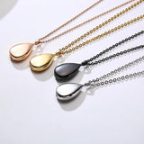 Water Tear Drop Pendant Necklace Stainless Steel Collar for Women Men