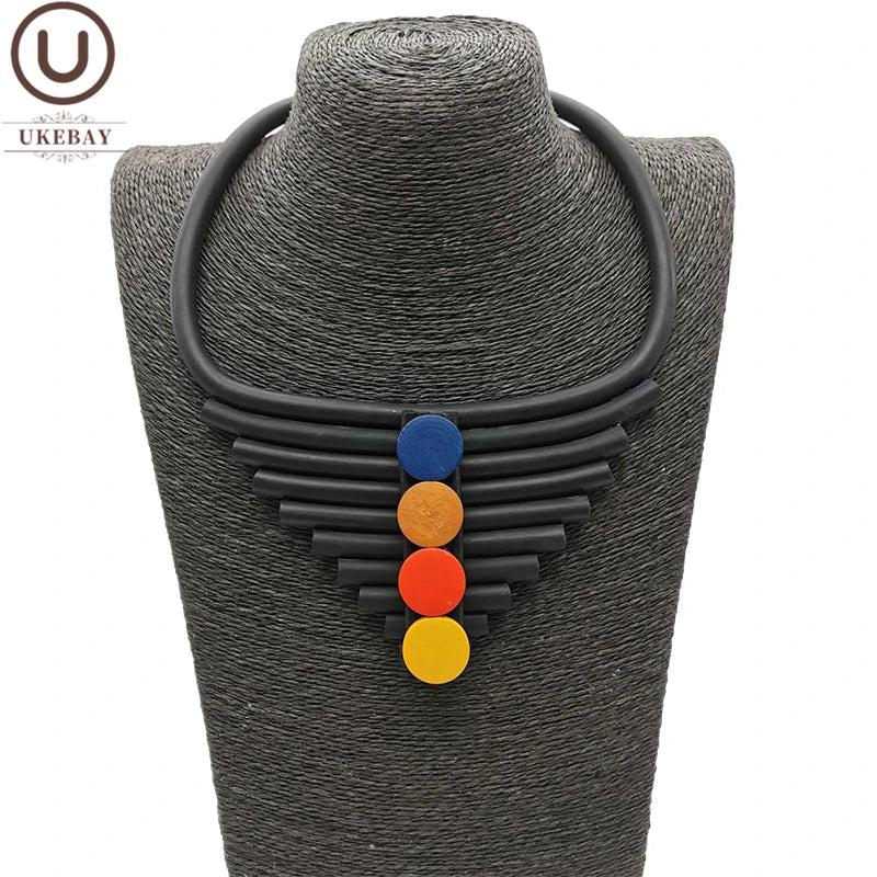 Rubber Choker Necklace Multicolor Wood Gothic Party Jewelry