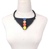 Rubber Choker Necklace Multicolor Wood Gothic Party Jewelry