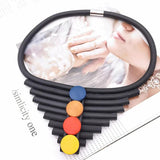 Rubber Choker Necklace Multicolor Wood Gothic Party Jewelry