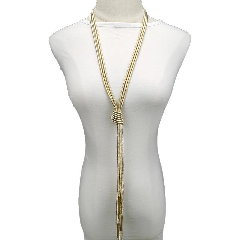 Long Tassel Necklace Women Pendant Necklaces Silver Sweater Chain Jewellery