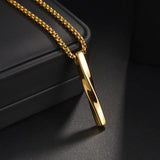 Men Stainless Steel Spiral Cylinder Pendant Necklace