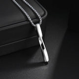Men Stainless Steel Spiral Cylinder Pendant Necklace