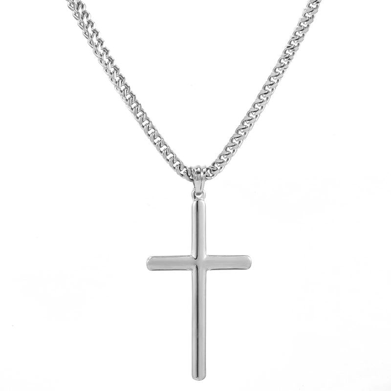 Punk Cross Pendant Link Chain 316L Stainless Steel Hip Hop Necklace