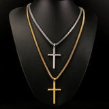 Punk Cross Pendant Link Chain 316L Stainless Steel Hip Hop Necklace