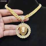 Hip Hop LION Pendant Necklace Cuban Chain Iced out Bling Hiphop Necklaces