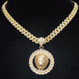 Hip Hop LION Pendant Necklace Cuban Chain Iced out Bling Hiphop Necklaces