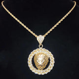 Hip Hop LION Pendant Necklace Cuban Chain Iced out Bling Hiphop Necklaces