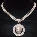 Hip Hop LION Pendant Necklace Cuban Chain Iced out Bling Hiphop Necklaces