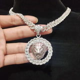 Hip Hop LION Pendant Necklace Cuban Chain Iced out Bling Hiphop Necklaces