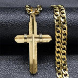 Stainless Steel Cross Crucifix Long Necklace Christian Biker Jewelry