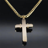 Stainless Steel Cross Crucifix Long Necklace Christian Biker Jewelry