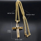Stainless Steel Cross Crucifix Long Necklace Christian Biker Jewelry