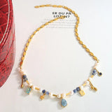 French Style Necklace Freshwater Pearl Stainless Steel Collar Chain