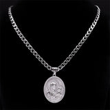 Virgin Mary Baby Medallion Necklace Men Stainless Steel Pendant