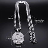 Virgin Mary Baby Medallion Necklace Men Stainless Steel Pendant