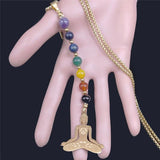 Yoga Buddha Chakra Stone Chain Necklace Women Long Jewelry N965S04
