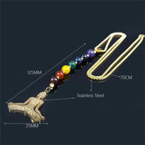 Yoga Buddha Chakra Stone Chain Necklace Women Long Jewelry N965S04